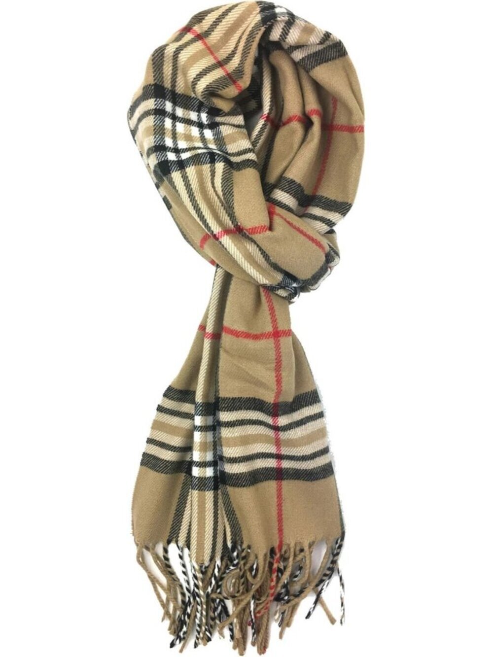 Unisex Classic Camel Plaid Plum Feather Super Soft Luxurious Cashmere Scarf